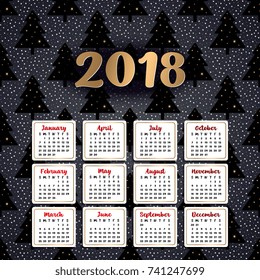 2018 calendar. It can be used for WEB or Print.