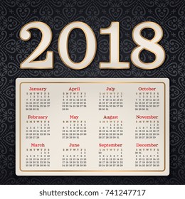 2018 calendar. It can be used for WEB or Print.