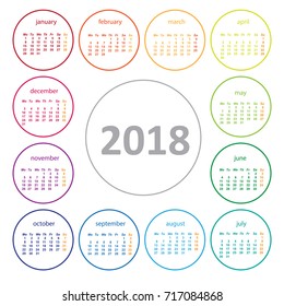 2018 calendar with circles