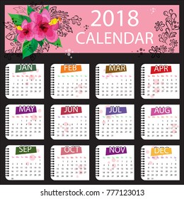 2018 calendar with decorative elements