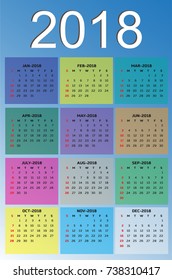 2018 calendar, eps, vector illustration.