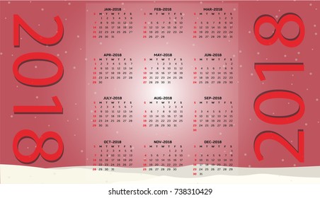 2018 calendar, eps, vector illustration.