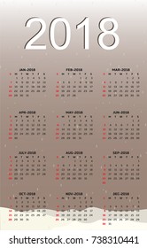 2018 calendar, eps, vector illustration.