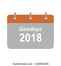 2018 calendar icon, goodbye 2018, Flat designed Vector Illustration. 