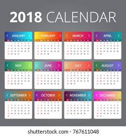 2018 Calendar illustration Vector template