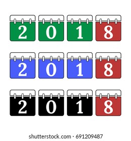 2018 calendar isolated vector illustration