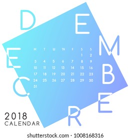 2018 Calendar Layout Design : December : Vector Illustration