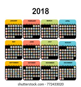 2018 Calendar for office on black sheet of paper
