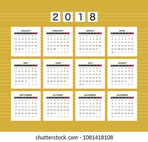 2018 Calendar Planner Design.
