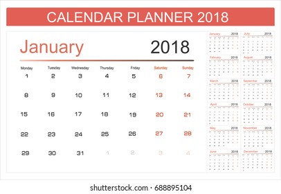 2018 Calendar Planner Design.