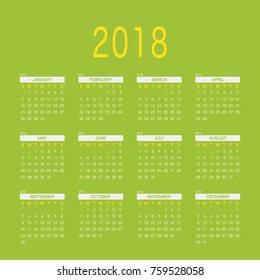2018 Calendar Planner Design.