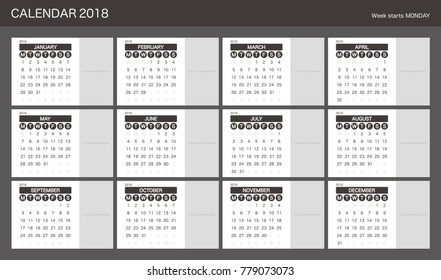 2018 Calendar Planner Design.