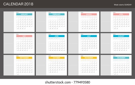 2018 Calendar Planner Design.