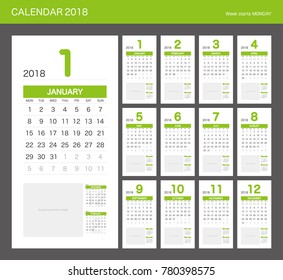 Diseño del planificador de calendarios 2018.