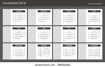2018 Calendar Planner Design.