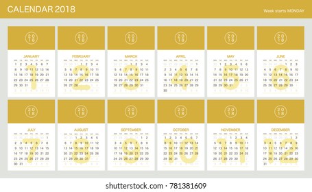 2018 Calendar Planner Design.