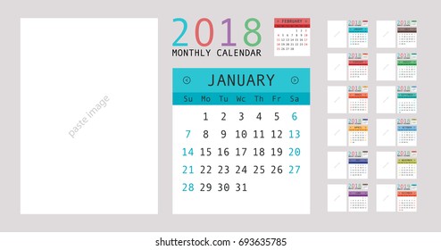 2018 Calendar Planner Design. Vector illustration