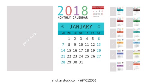 2018 Calendar Planner Design. Vector illustration