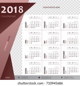 2018 calendar, planner, organizer and schedule template for companies and private use