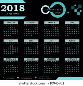 2018 calendar, planner, organizer and schedule template for companies and private use
