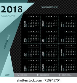 2018 calendar, planner, organizer and schedule template for companies and private use