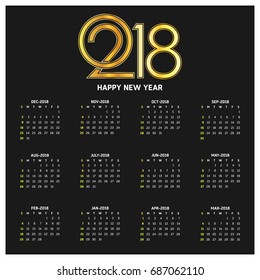 2018 calendar. Print Template. Week Starts Sunday. Portrait Orientation. Set of 12 Months. Planner for 2018 Year.