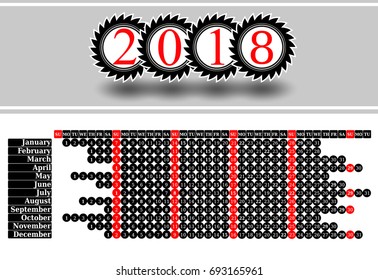 2018 calendar. Print Template. Week Starts Sunday. Portrait Orientation. Set of 12 Months. Planner for 2018 Year.