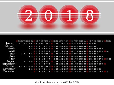 2018 calendar. Print Template. Week Starts Sunday. Portrait Orientation. Set of 12 Months. Planner for 2018 Year.