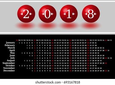 2018 calendar. Print Template. Week Starts Sunday. Portrait Orientation. Set of 12 Months. Planner for 2018 Year.