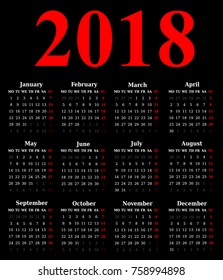 2018 calendar. Print Template. Week Starts Sunday. Portrait Orientation. Set of 12 Months. Planner for 2018 Year.