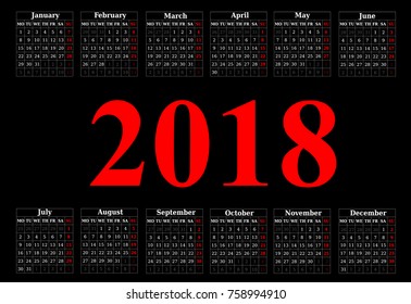 2018 calendar. Print Template. Week Starts Sunday. Portrait Orientation. Set of 12 Months. Planner for 2018 Year.