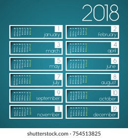 2018 calendar rectangles