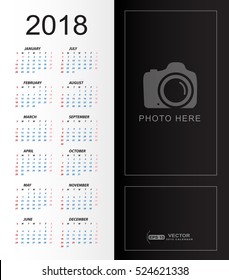 2018 Calendar simple with place for copy space and photo place template