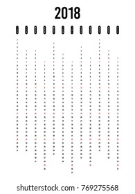 2018 calendar template modern flat design for a year, starts week from Sunday, vector illustration