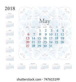 2018. Calendar template vector