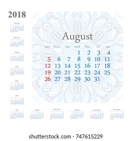 2018. Calendar template vector