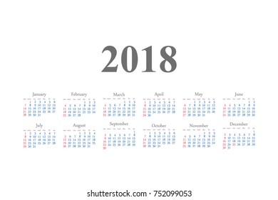 2018. Calendar template vector