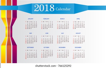 2018 calendar template vector design, beautiful, simple and clean design