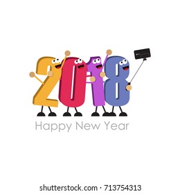2018 celebrating new year ..numbers taking a selfie photo 