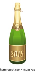 2018 Champaign bottle vector icon. Congratulations or happy new year !