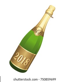 2018 Champaign bottle vector icon II. Congratulations or happy new year !