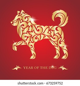 2018 Chinese New Year. Year of the dog. Vector illustration.