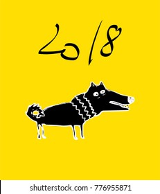 2018 Chinese New Year , year of dog, greeting card. 