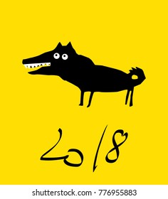 2018 Chinese New Year , year of dog, greeting card. 