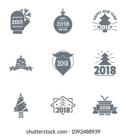 2018 Christmas logo set. Simple set of 9 2018 christmas vector logo for web isolated on white background