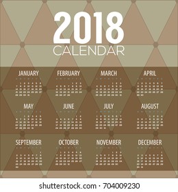 2018 Classic Modern Pattern Printable Calendar Starts Sunday Vector Illustration