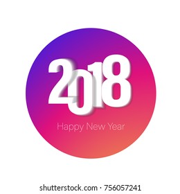 2018 colorful logo Happy New Year for greeting card, web template, banner design. Vector Illustration.