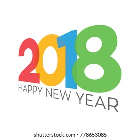 2018, a colourful new year 3D logo for flyers, leaflets, postcards and posters in vector graphics