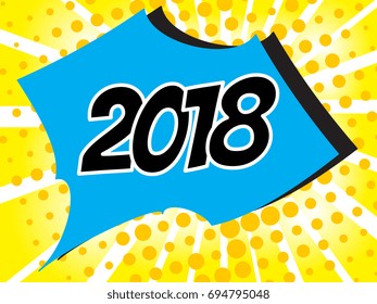 2018 Comic boom text sound effect. Popart bubble speech cartoon background. Pop art boom effect vector illustration