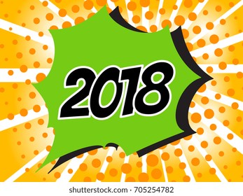 2018 Comic boom text sound effect. Popart bubble speech cartoon background. Pop art boom effect vector illustration